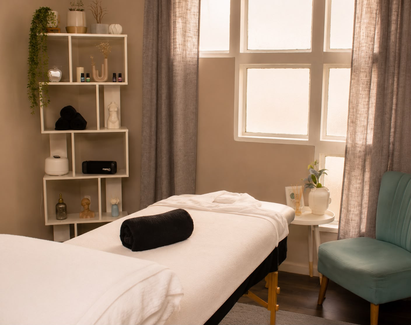 Massage suite with private shower at Aphrodite Studios in Durbanville